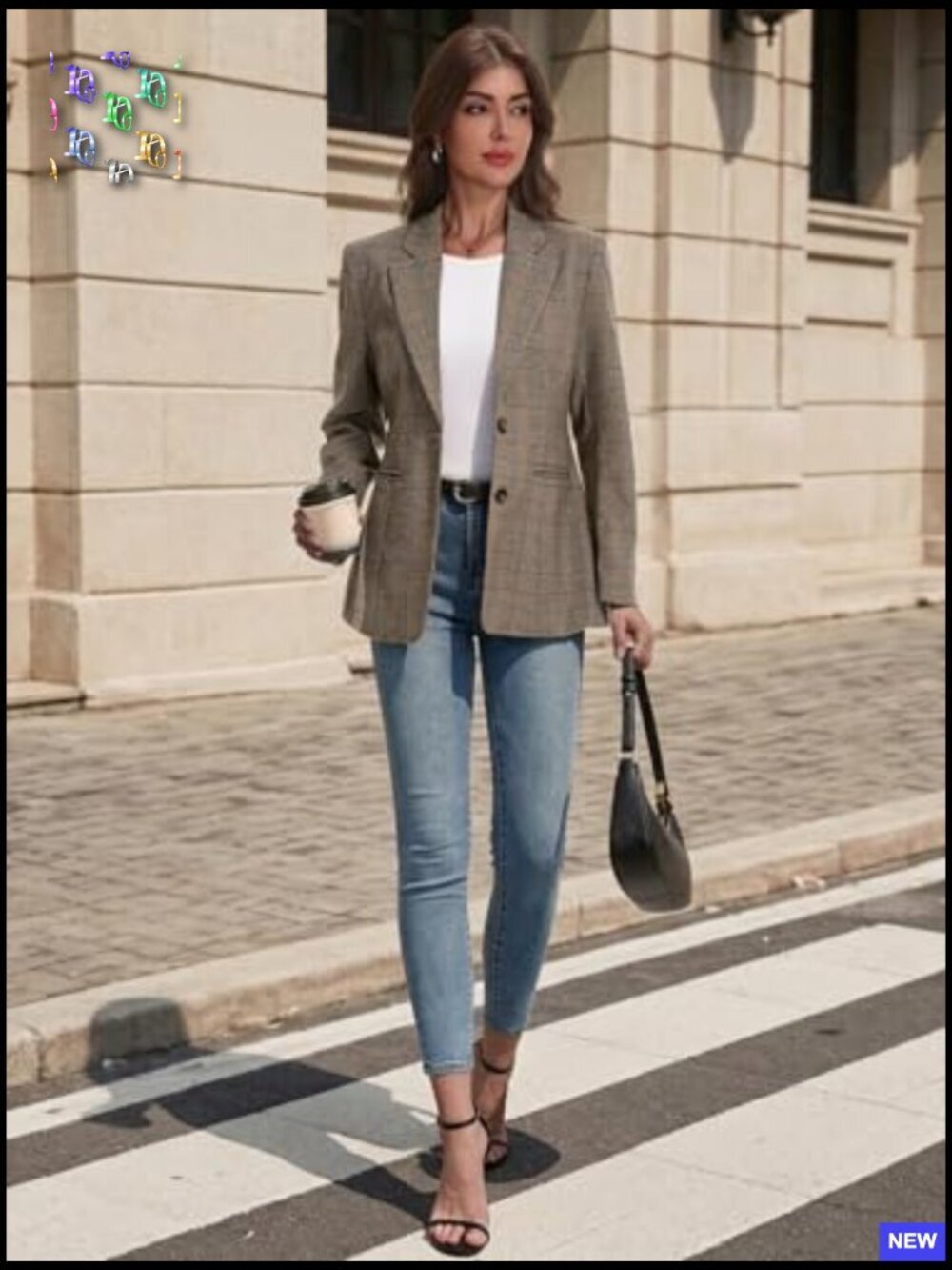 Lightweight Notched Lapel Blazer Plaid Dressy Casual Work Office Jacket - Picture 4 of 7